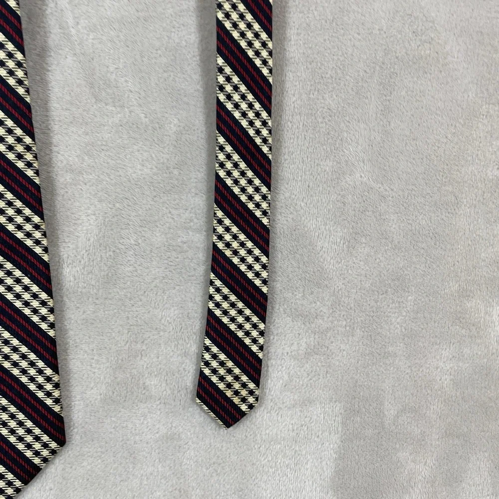 Vintage J.Crew Oarsman Neck Tie 100% Silk Made in USA Preppy Patterned 90s